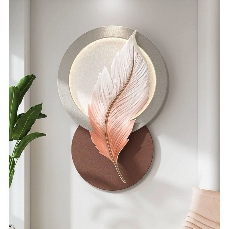 Panneau mural en grès tridimensionnel de luxe et moderne, Brun / blanc / rose, 24,8 po H x 35,43 po L x 1,18 po P