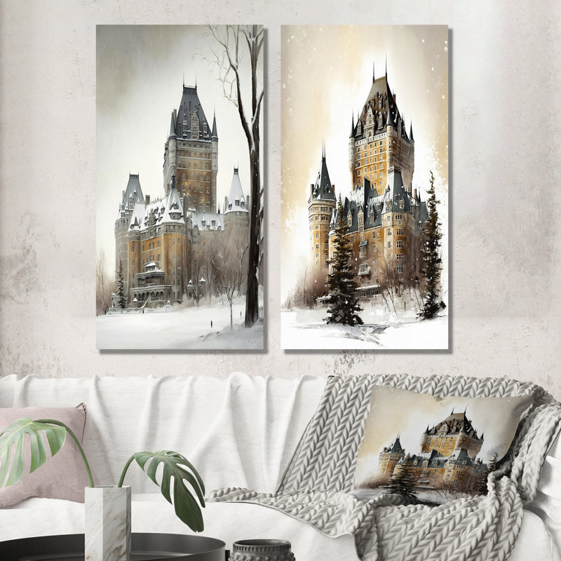 «Winter Season Chateau Frontenac», 2 pièces, H 40 po x l 40 po, Toile tendue