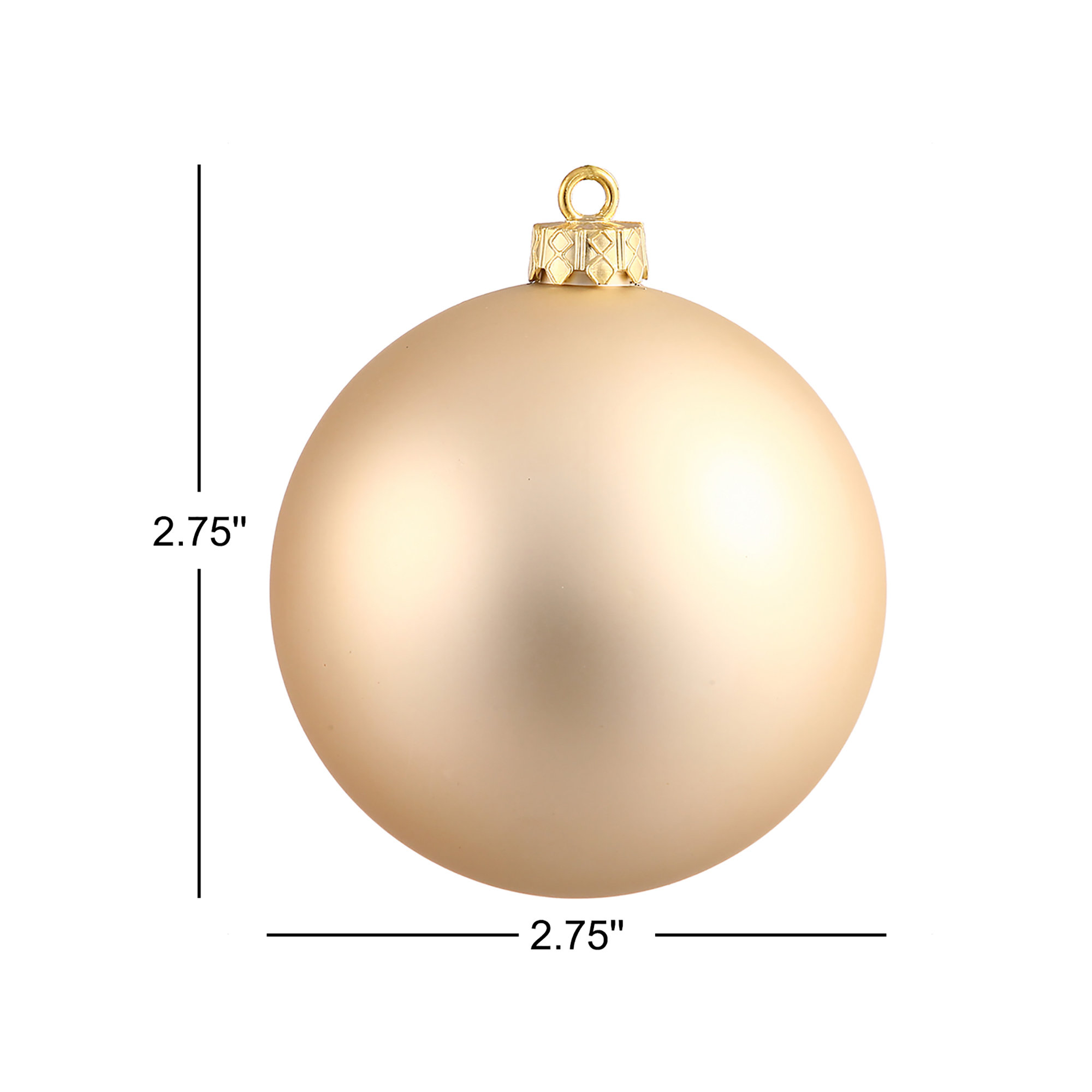 Holiday Décor Ball Ornament, 2.75" H x 2.75" W x 2.75" D, Champagne