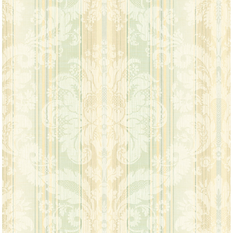  Papier peint à motif damas rayé Okoro, Vert mer