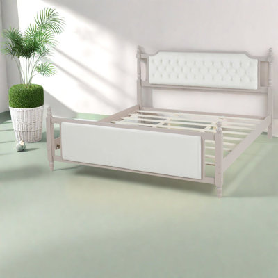 King Platform Beds, Velvet Tufted Wood Frame, Modern Farmhouse Bedroom