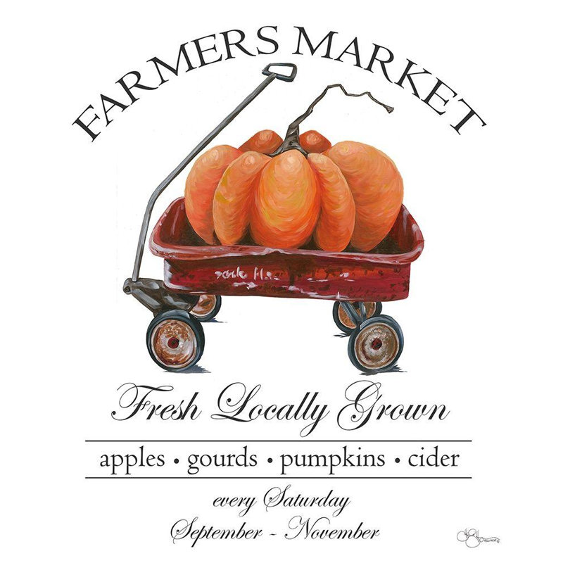 Ophelia & Co. Holllihocks Art Gallery Wrapped Canvas Art Titled: Farmers Market Sign, 42" H x 36" W