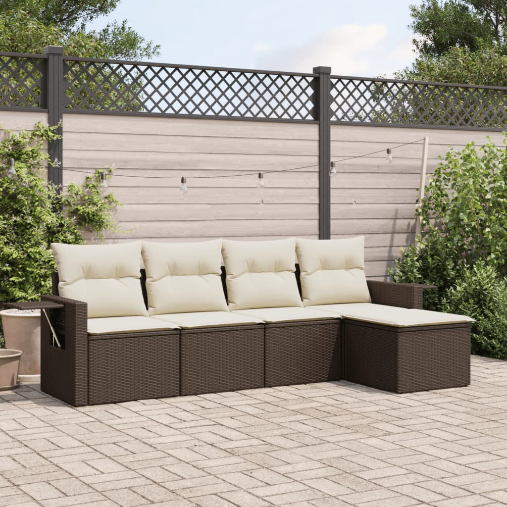 Vidaxl 5-Tlg. Garten-Sofagarnitur aus Polyrattan mit Kissen