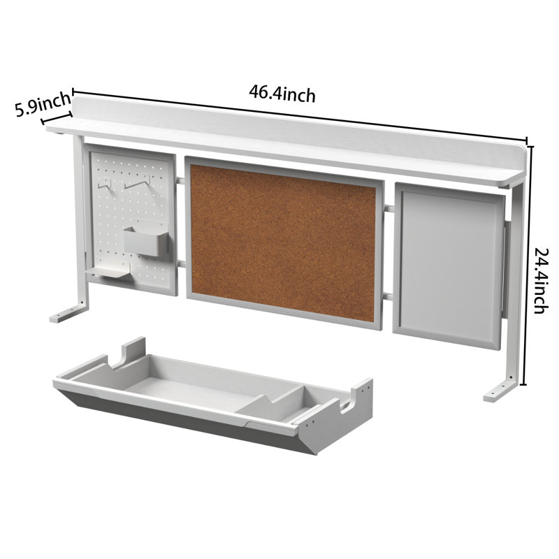 24.4" H Back Board only, White, 24.4" H x 46.45" W x 5.9" D