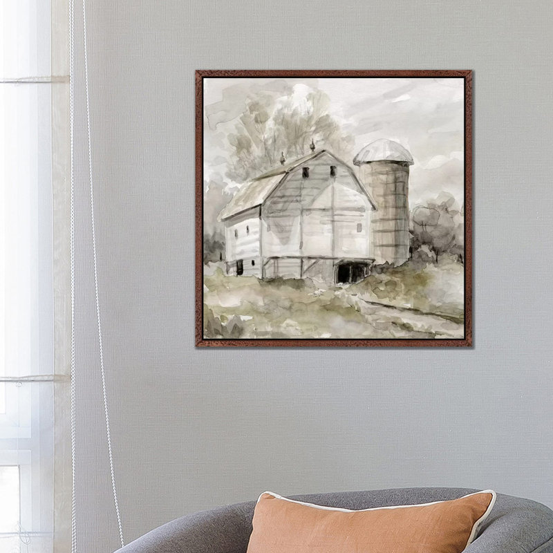 Neutral Silo by Carol Robinson - Painting on Canvas, Classic Brown Wood Framed Canvas, 66.04 cm H x 66.04 cm W
