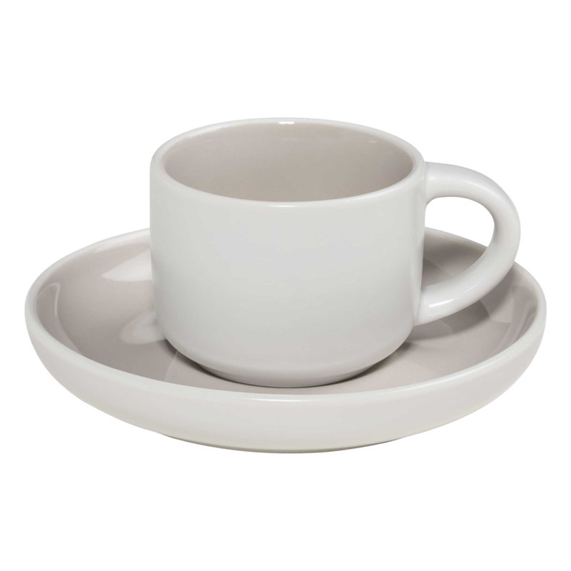 Porcelain Espresso Cup and Saucer, White/Light Grey
