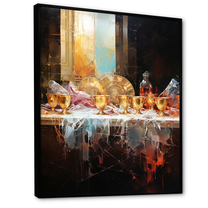 Décoration murale «The Last Supper» Popart - Christianisme, H 32 po x l 16 po x P 1 po, Cadre flottant noir