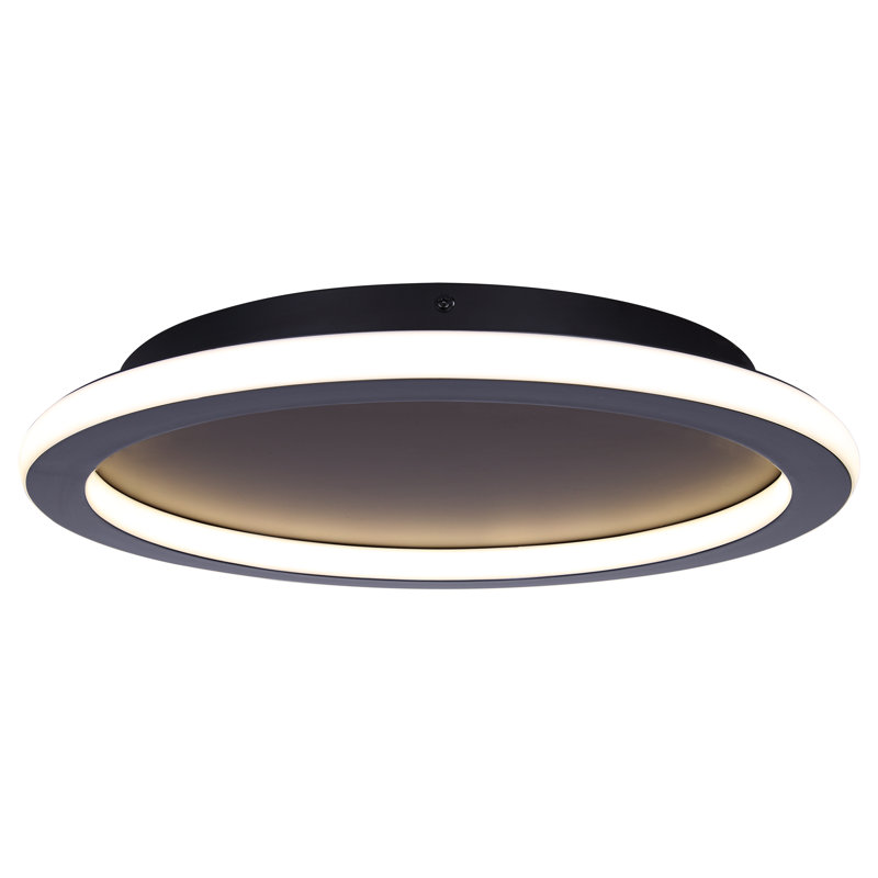 GAVyn 16 po Plafonnier encastré moderne intégré 1 lumière DEL, Noir mat