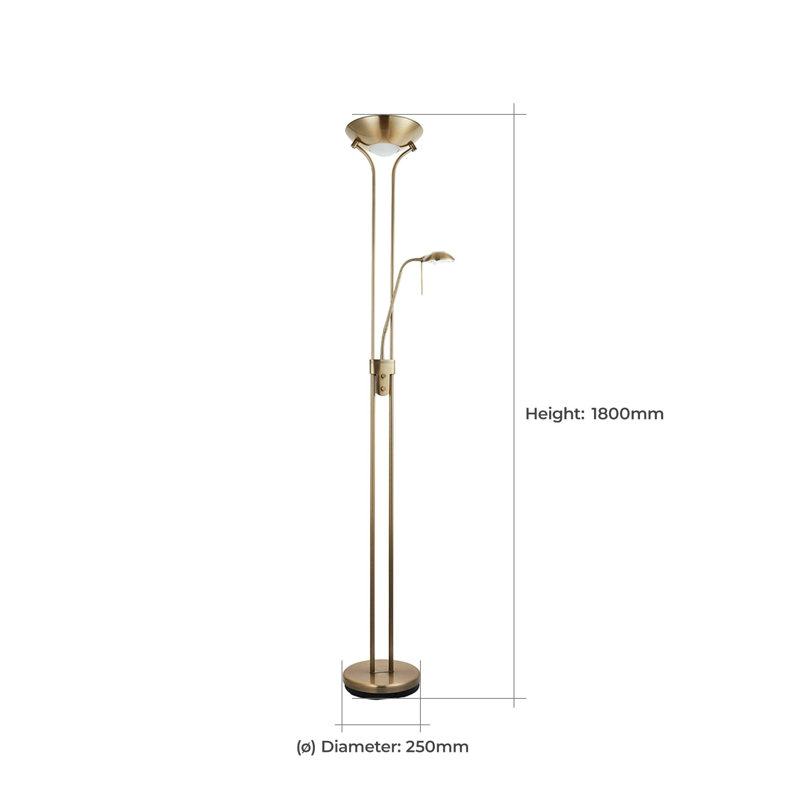 Cerdic 180cm Torchiere Floor Lamp, Gold