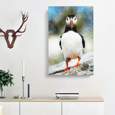 Lone Atlantic Puffin - Wrapped Canvas
