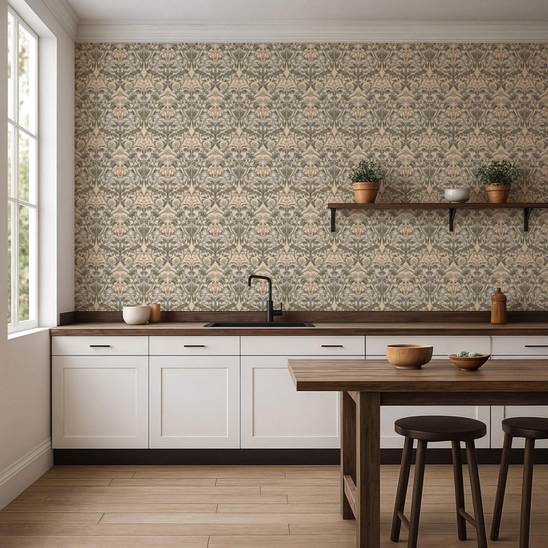 Ribbon Lily - Wallpaper, Pale Peach, Premium Paper