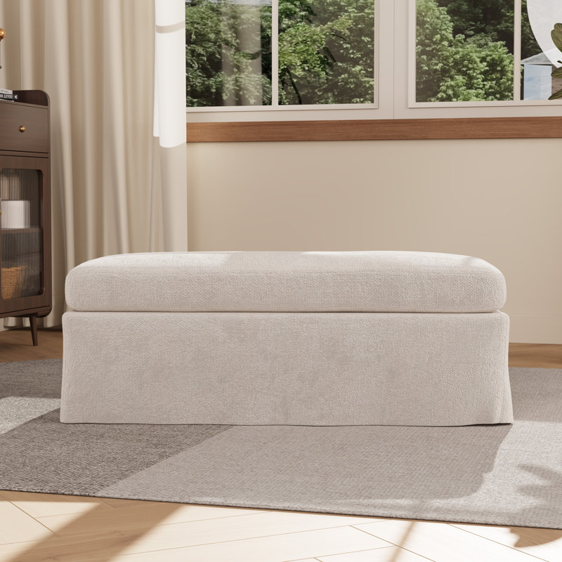 Repose-pieds 43,3 po l Chenille, Beige