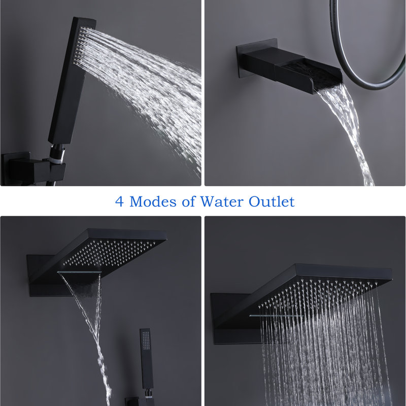 8-Inch Matte Black Multi-Head Rain Shower System with Filter
