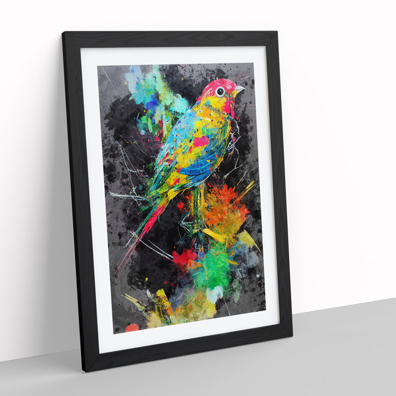 Paint Splash Bird No.1 - Framed Print, Black, 34cm H x 25cm W x 2cm D
