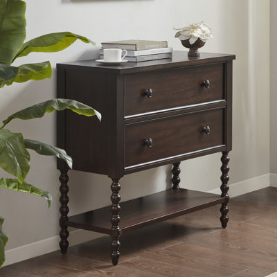 Beckett Spindle Wood 2-Drawer Accent Chest with Lower Shelf by Madison Park Signature