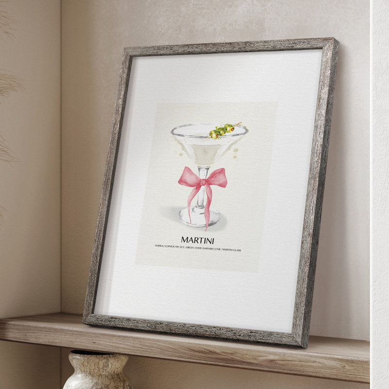 Martini Bow Framed Print - Solid Wood
