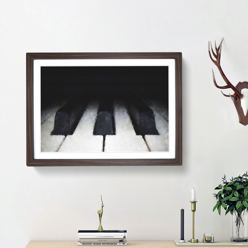 Keys of the Piano - Picture Frame Painting Print, 24cm H x 33cm W x 2cm D, Walnut Framed