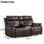 Canapé inclinable électrique moderne de 192 cm de large avec bande lumineuse DEL et console centrale-1772845480