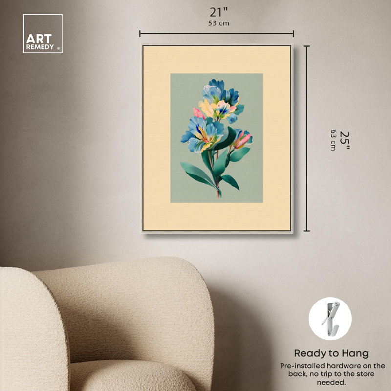 «Blooming Brights», reproduction d'art sur toile par Art Remedy, H 25 po x l 21 po, Cadre argenté