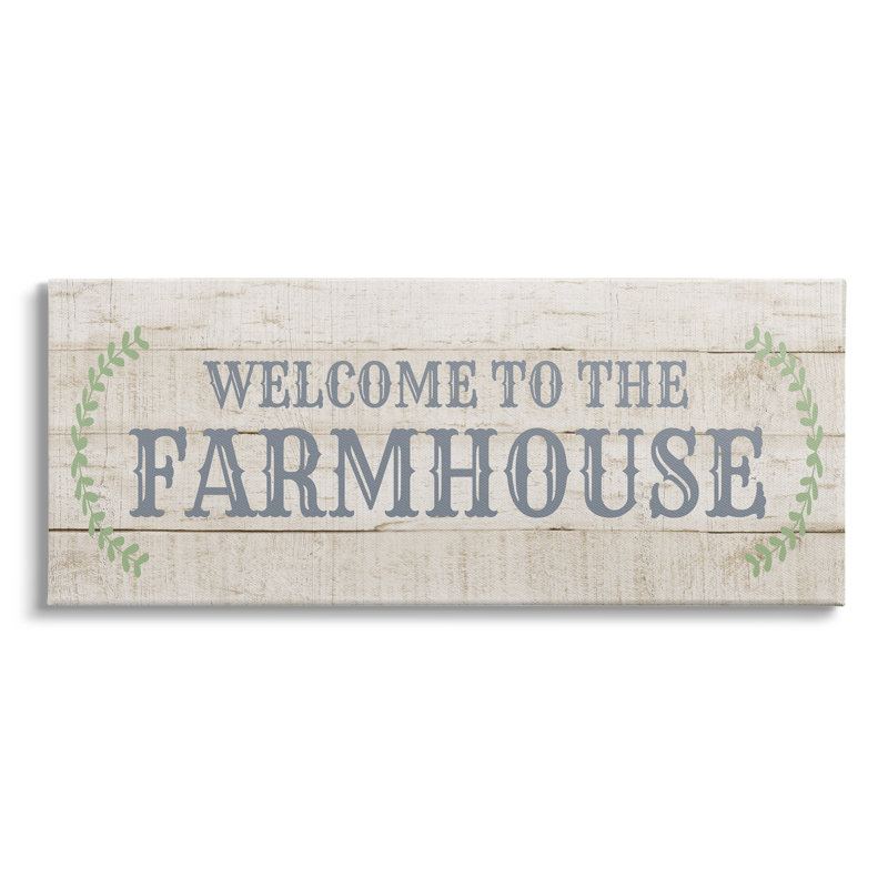 Motif de planches «Welcome To The Farmhouse» - impression, H 17 po x l 40 po x P 1,5 po, Toile tendue