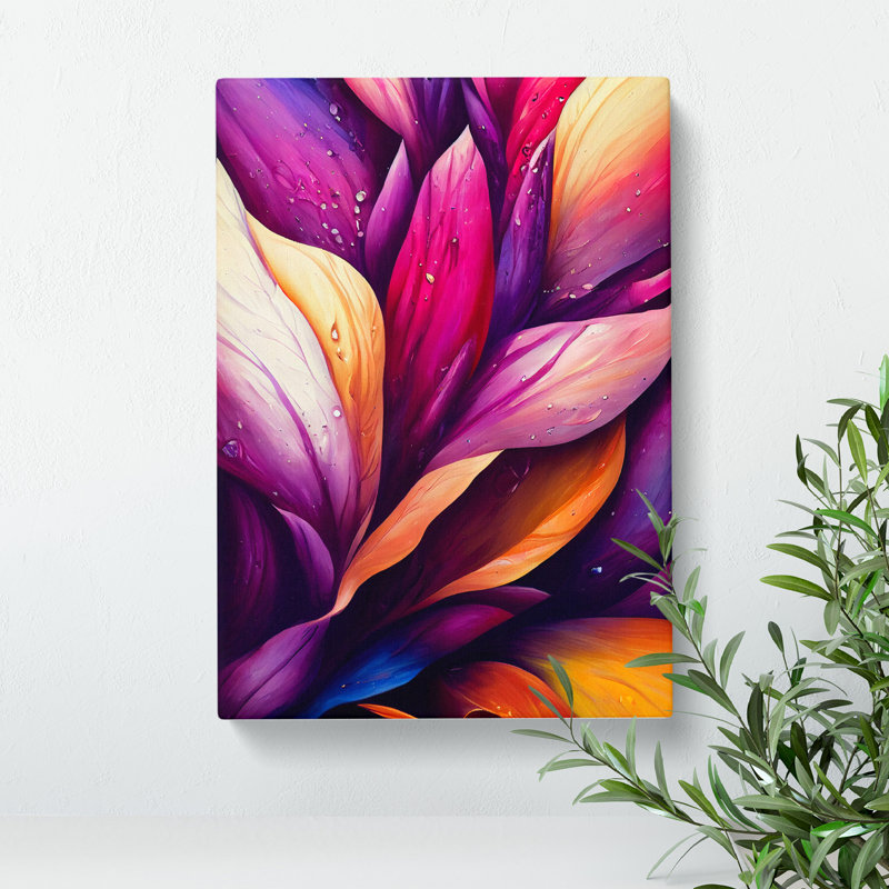XV1022-4930X Vibrant Flowers No.5 - Print, Wrapped Canvas, 50cm H x 35cm W, No Matte