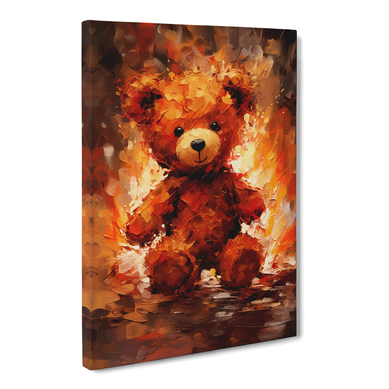 Teddy Bear Action Painting - Wrapped Canvas, 76cm H x 50cm W x 3cm D
