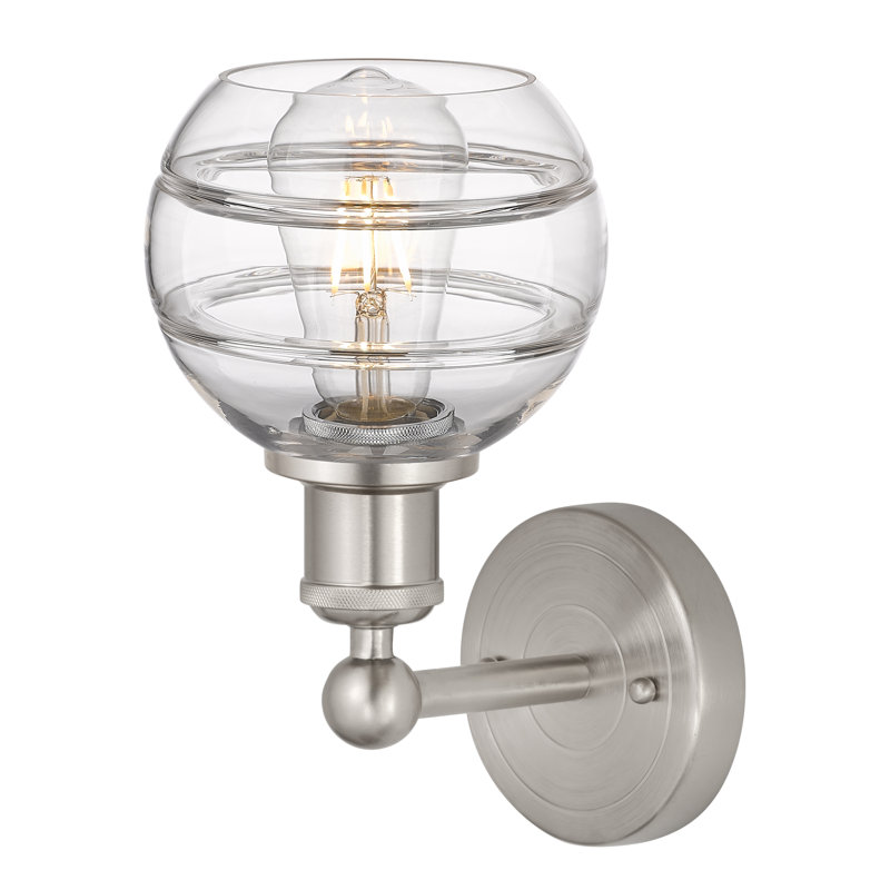 Applique murale 8 lumières Edison Bienes, Transparent, H 10,13 po x l 5,88 po x P 7,44 po, Nickel satiné