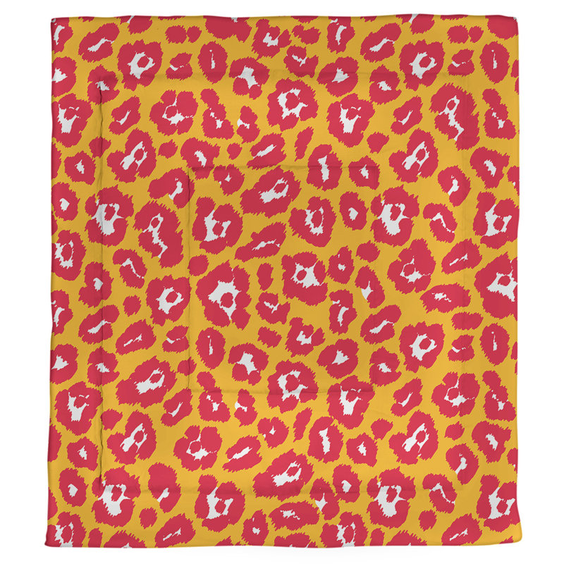 Polyester Animal Print Comforter, Twin Comforter, Gold/Red
