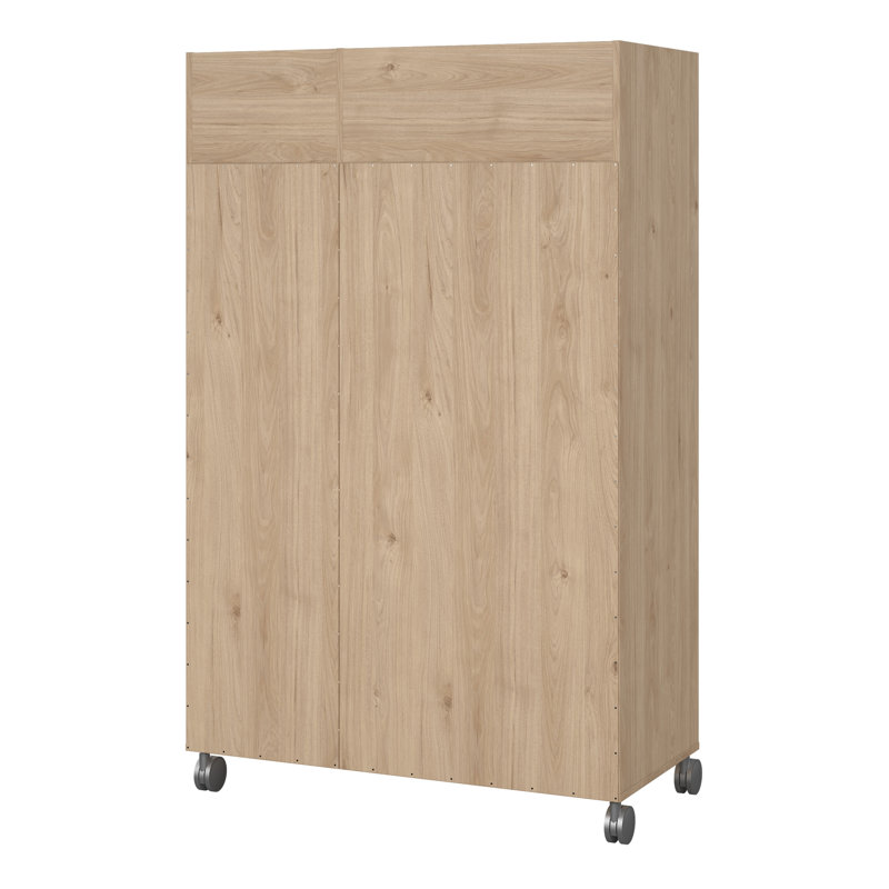 Mathian 1 Door Manufactured Wood Wardrobe, Oak/Beige