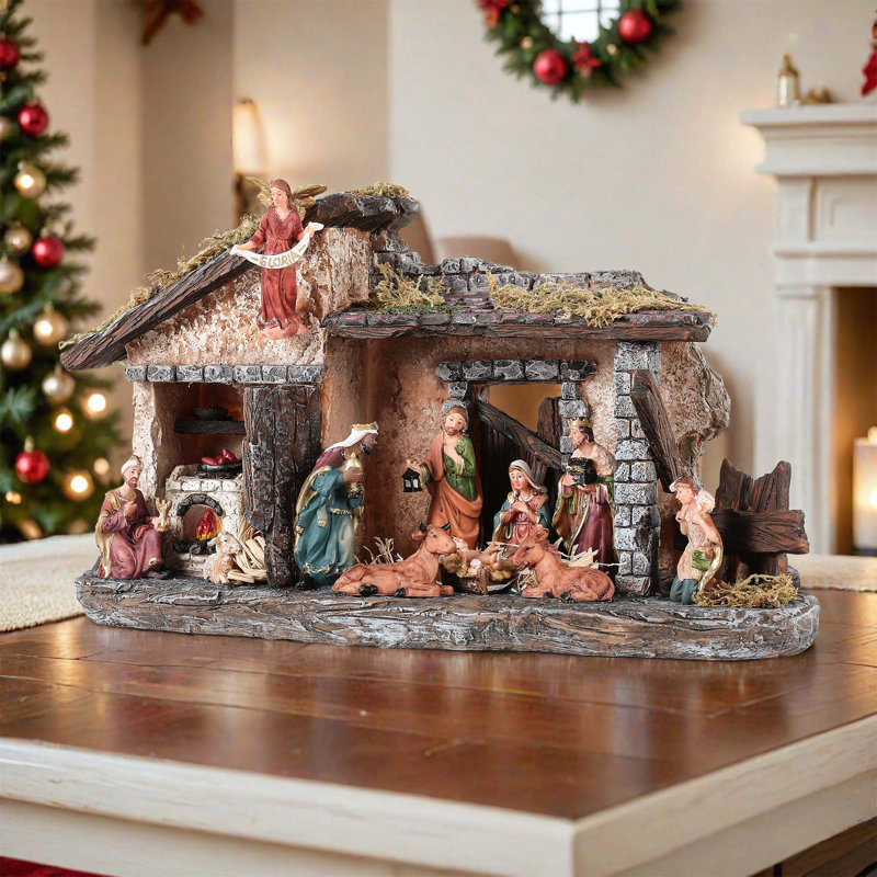 Crèche de Noël 15,25 po avec lumières DEL