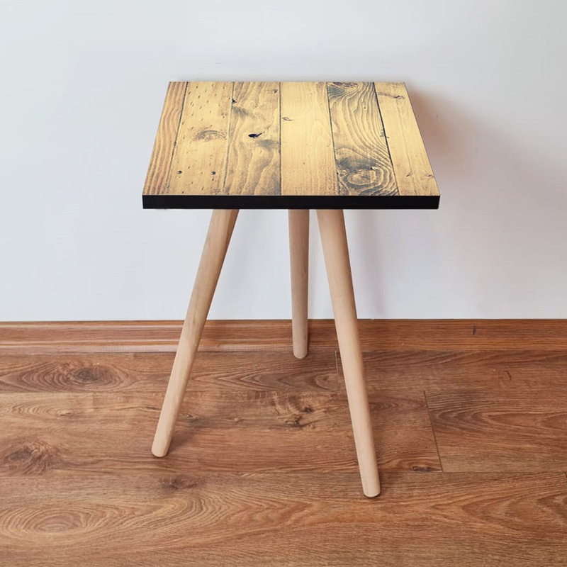 Table d'appoint moderne avec pieds en bois de hêtre, couleur chameau, 13,8 po x 16,5 po x 13,8 po | 100% panneau de fibres à densité moyenne, épaisseur: 0,7 pouce | Design scandinave, parfait pour le salon ou la chambre à coucher, élégant et fonctionnel