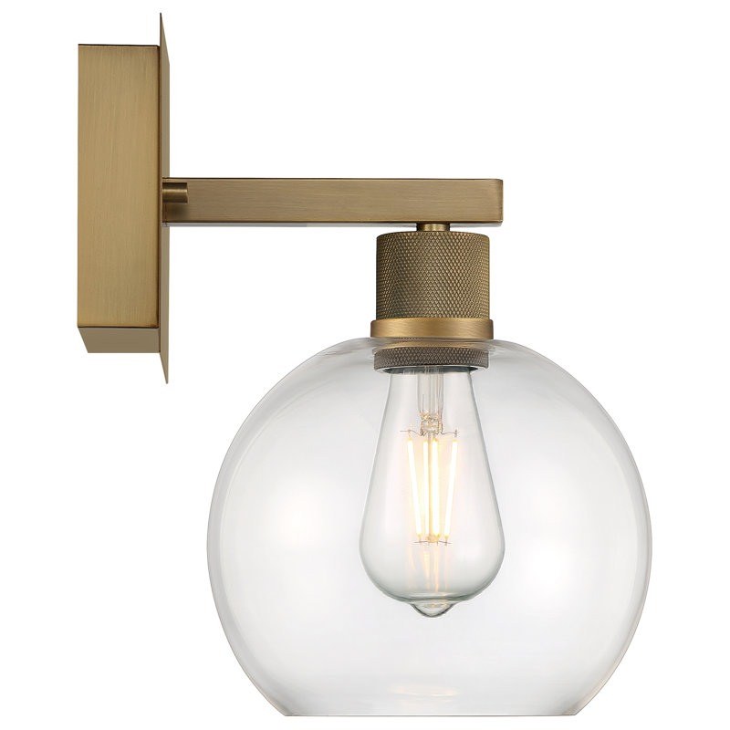 Abdulkhalid LED Wall Sconce - Clear Glass - Replaceable LED, Antique Brushed Brass