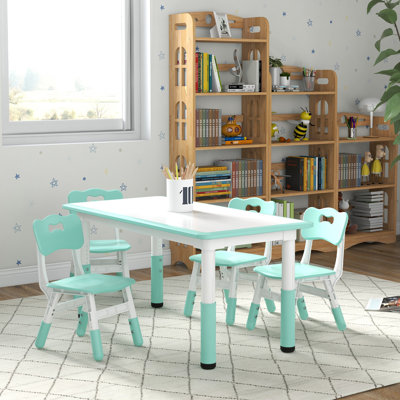 Kids 5 Piece Rectangular Play Or Activity Table and Chair Set