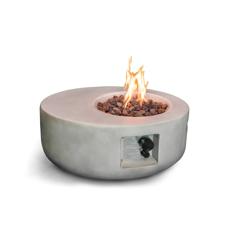 Verlie Polyresin Propane Fire Pit, Light Grey