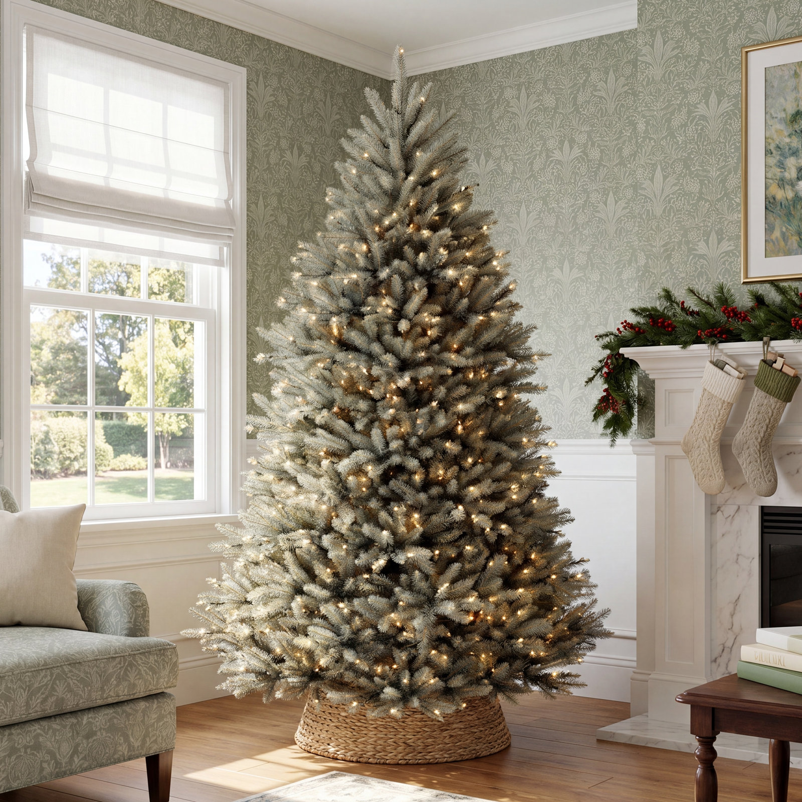 Pre-Lit Balsam Fir Christmas Tree, 91.2