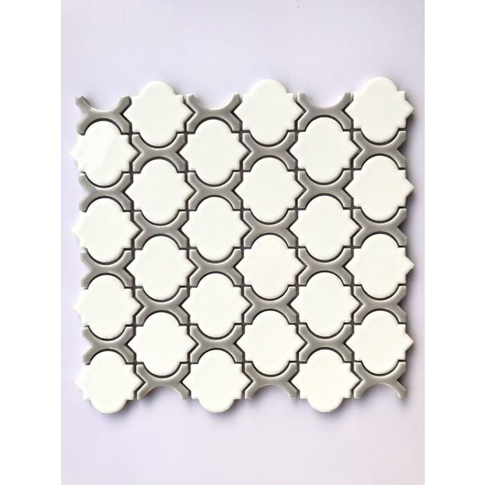 Carreau de mosaïque mural 12 po x 12 po, Gris / blanc
