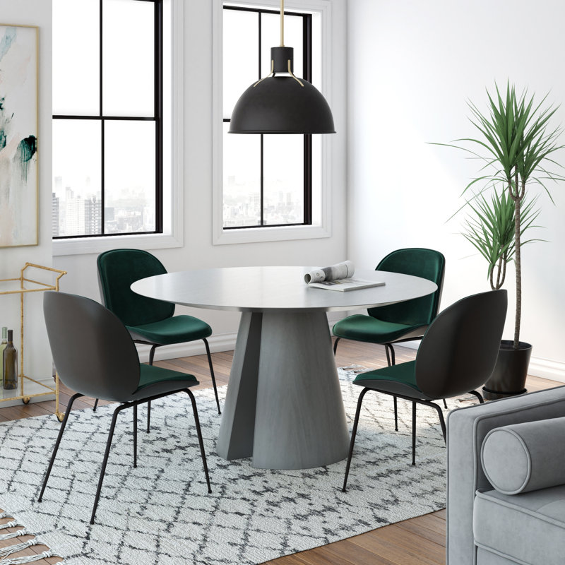17.5'' H Velvet Upholstered Side Chair, Black/Emerald Green
