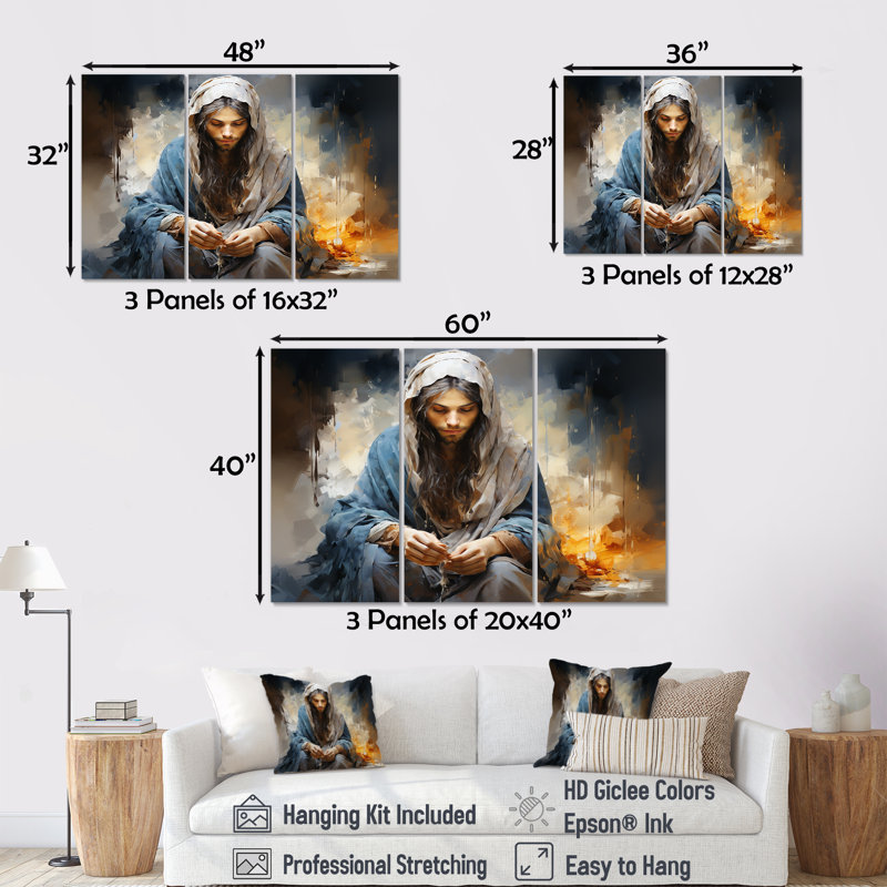 Ensemble d'illustrations murales sur toile, "Salah", H 28 po x l 36 po