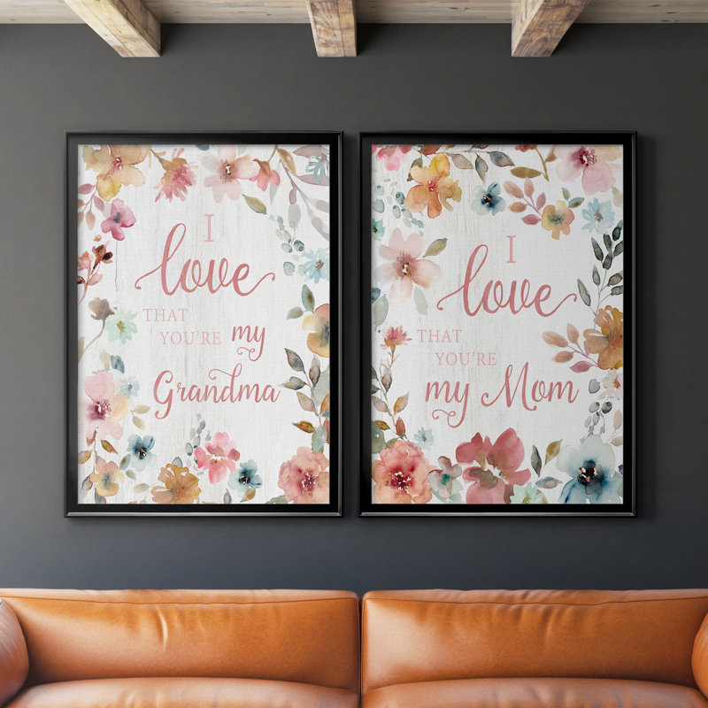 «Love Grandma», reproduction encadrée de qualité supérieure, prête à être accrochée, H 30,5 po x l 42,5 po x P 3 po, Noir