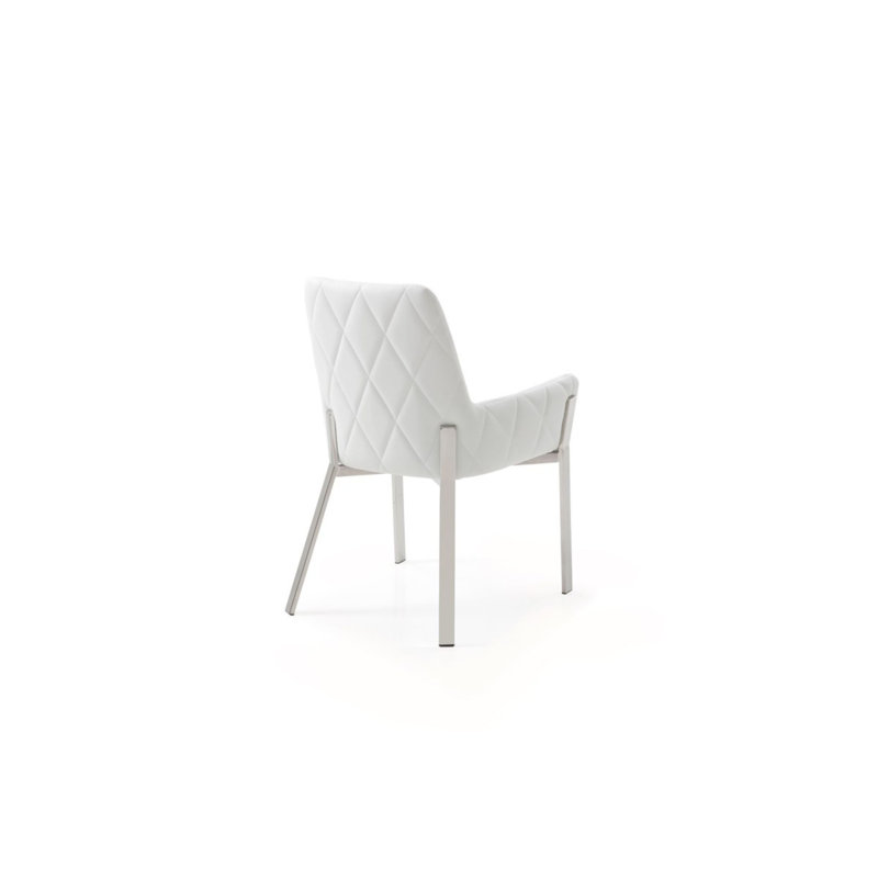 Chaise rembourrée Boaman, Blanc, Argent argent