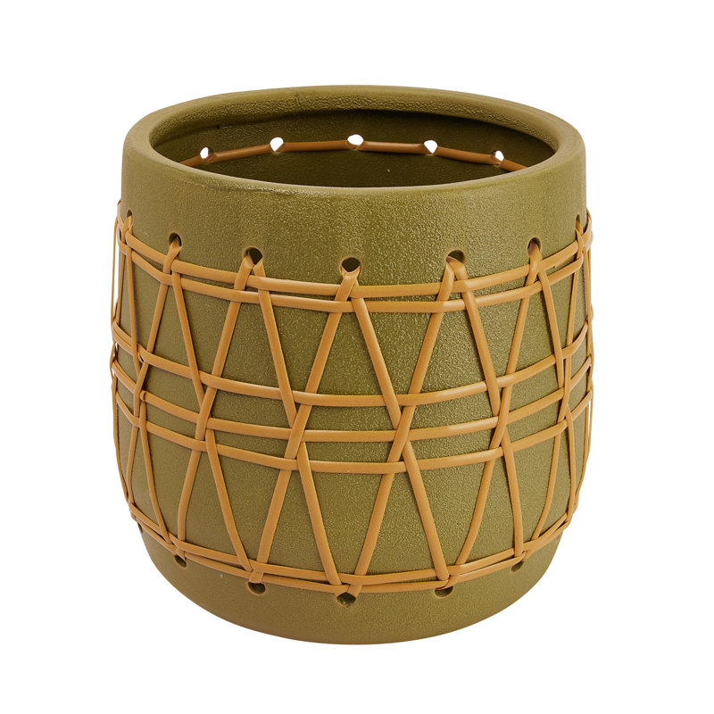 Schleswig Ceramic Pot Planter, Green, 9.88" H x 10.38" W x 10.38" D