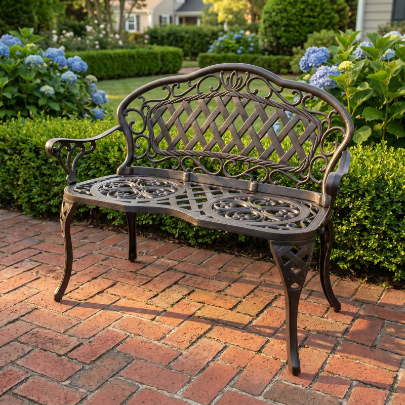Creedmoor Outdoor Bench, Aged Bronze