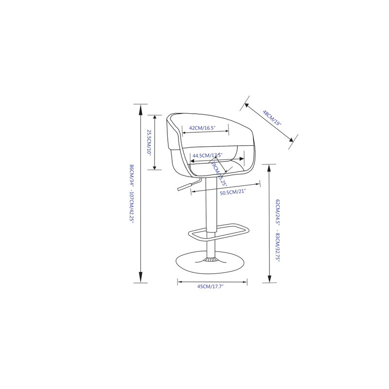 Tabouret de bar pivotant réglable, tabouret de bar simple, tabouret de bar moderne pour la maison