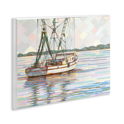Shrimp Boat on the San Sebastian Wall Plaque Art, design by Linda Sperruzzi