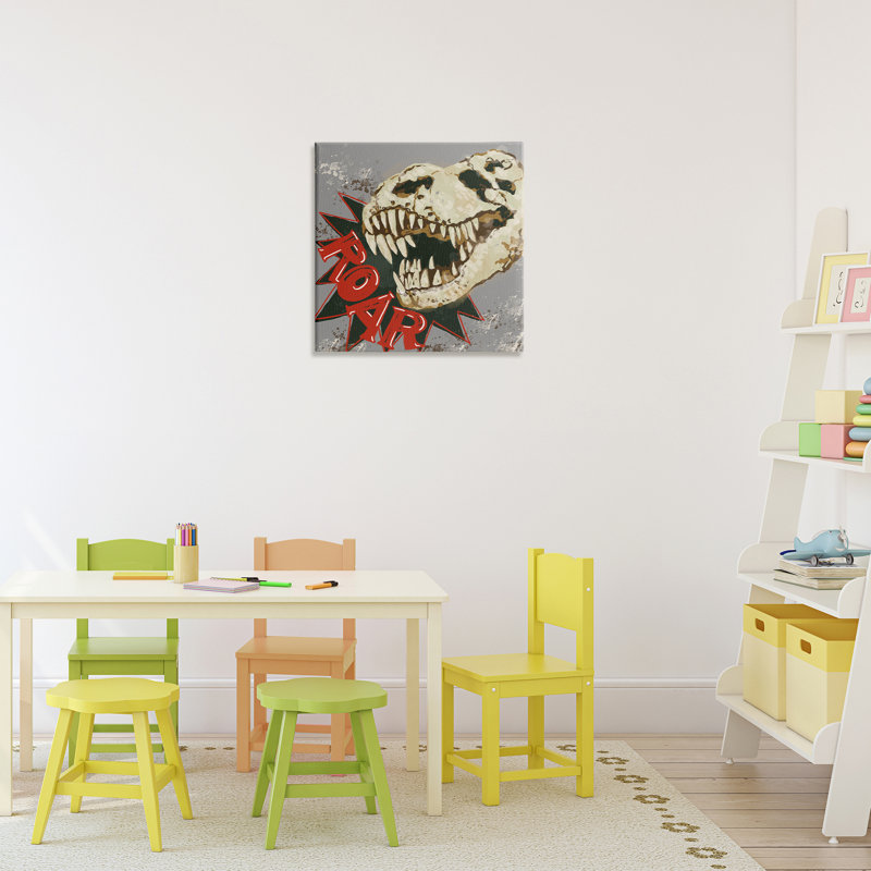 Toile de crâne de dinosaure Roar, conception par Connie Summers, H 17 po x l 17 po