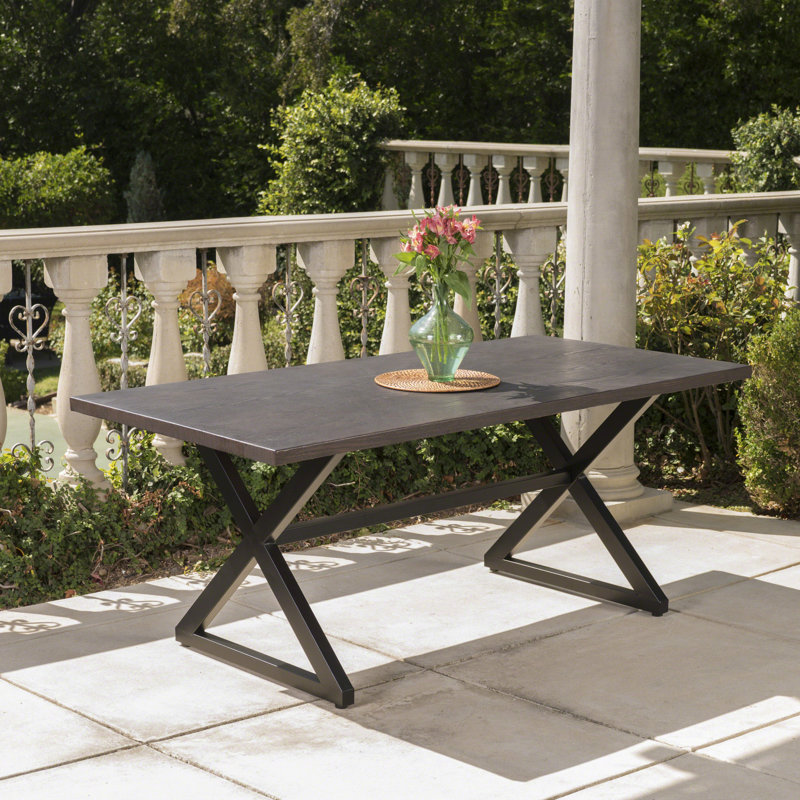 Lal Rectangular Metal Outdoor Picnic Table , 70.5'' in. W 35.25'' in. D, Brown