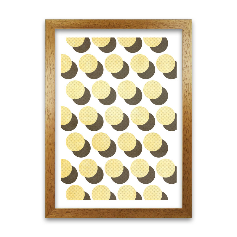 Half Tone Yellow Abstract Original - Print, Oak Frame, 59cm H x 42cm W x 3cm D