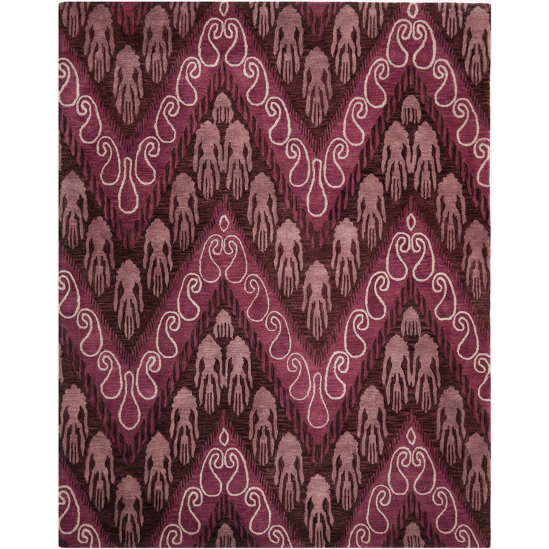 Kline Ikat Hand Tufted Wool Ikat Rug, Rectangle 4' x 6'
