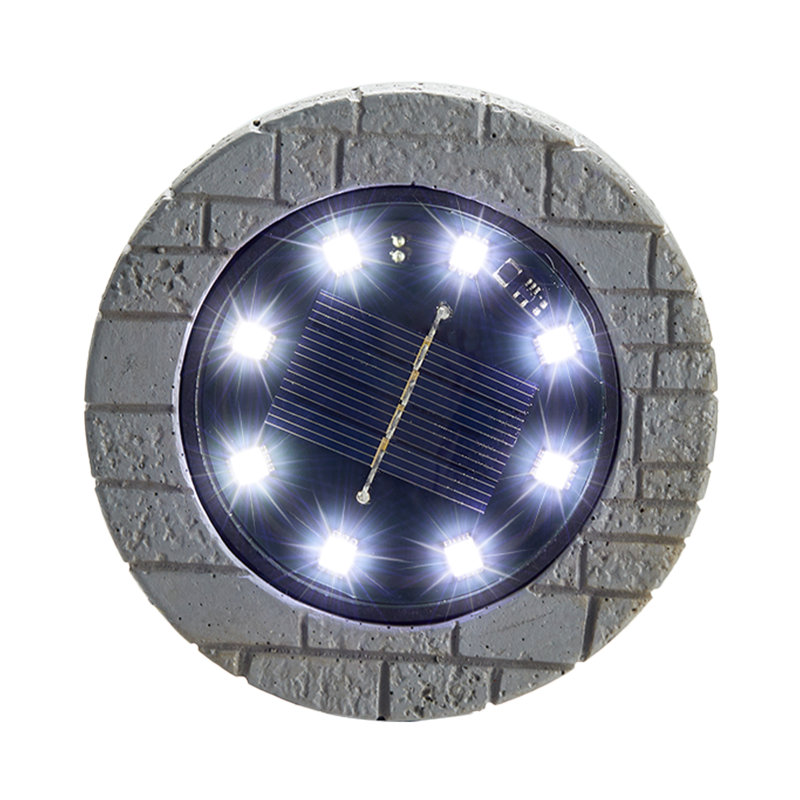 Set of Six Gray LED Solar Pathway Lights with Faux Granite Finish