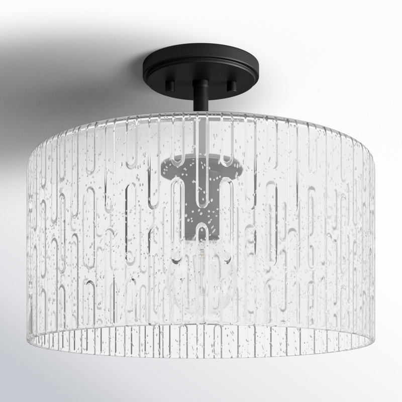 Morrone Glass Semi Flush Mount, Matte Black 